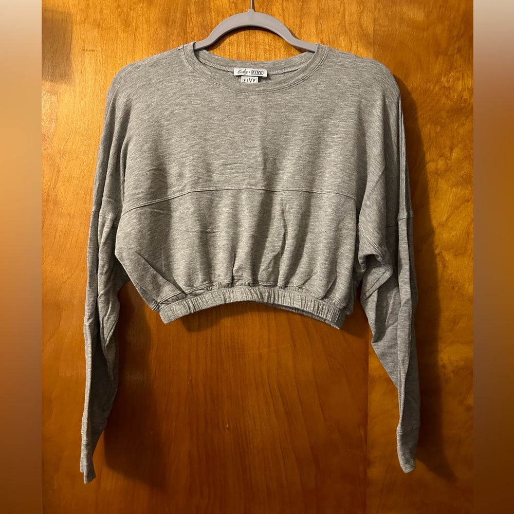 FIVE x Lindsay Arnold Grey Cropped Long Sleeve